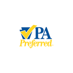 Logo of PA Preferred featuring a blue check mark and the words "PA Preferred" in blue and yellow.