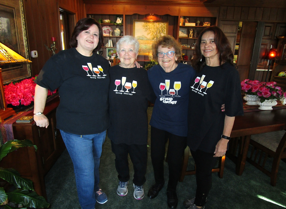 Grouop of four senior ladies at Annville Inn for girlfriends' getaway.