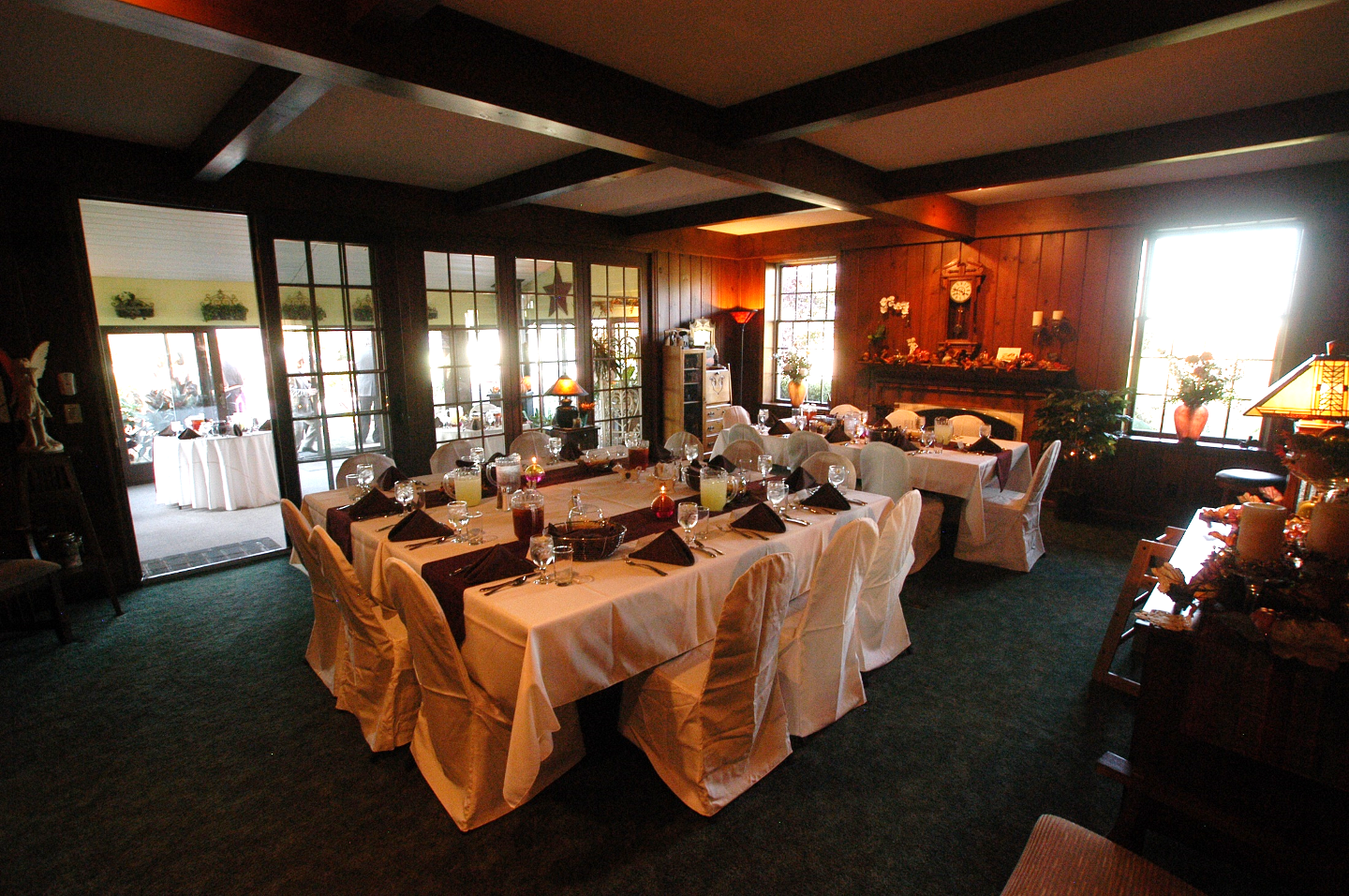 Annville Inn's Main Dining Room reset to host wedding party for luncheon.
