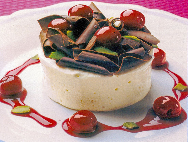Fancy Italian Desert with Cherries and Chocolate