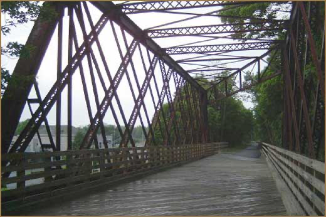 old railroad bridge converted to a walking path bridge
