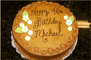 Birthday cake saying happy 40th