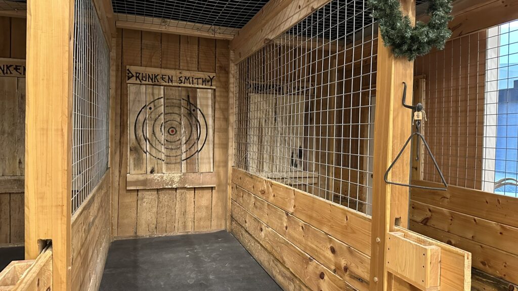 An image of an axe-throwing stall 