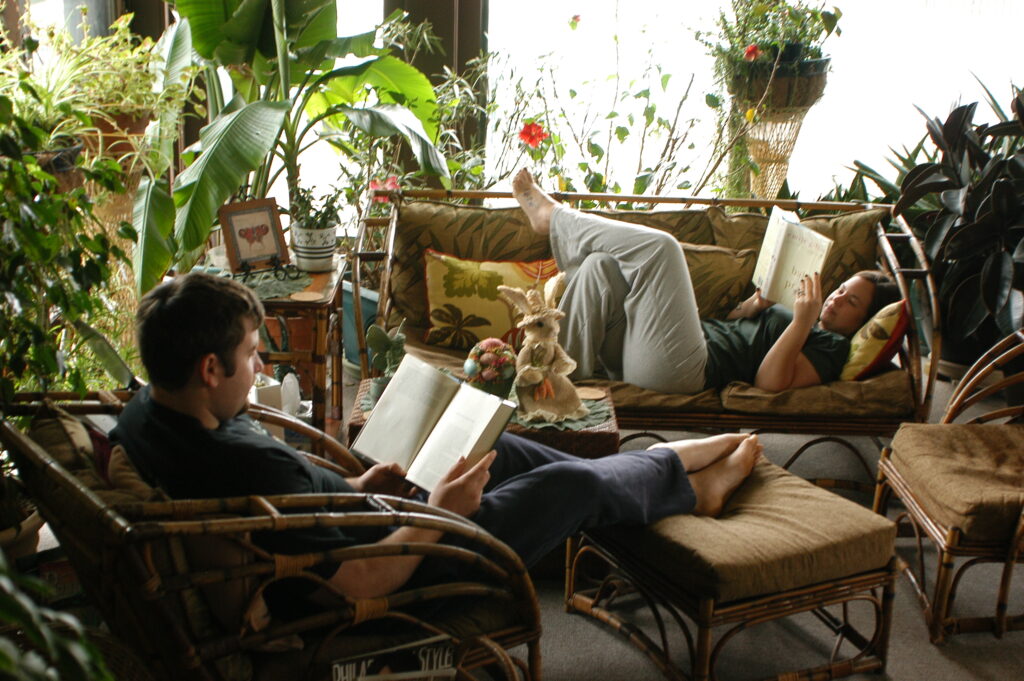 Photo of a couple reading together