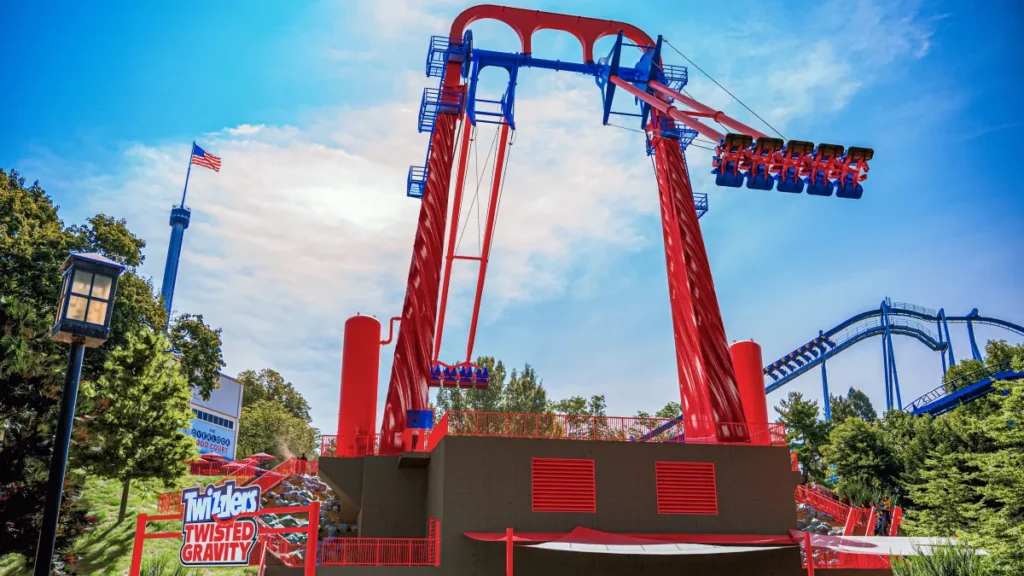 Image of Hersheypark's new Twizzlers Twisted Gravity swing. The tallest swing in the world!