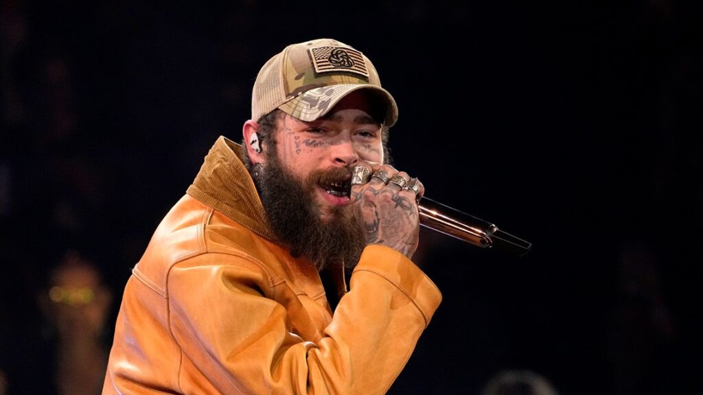 Photo of Post Malone performing in a concerts. Soon to be performing at the Hersheypark Stadium.